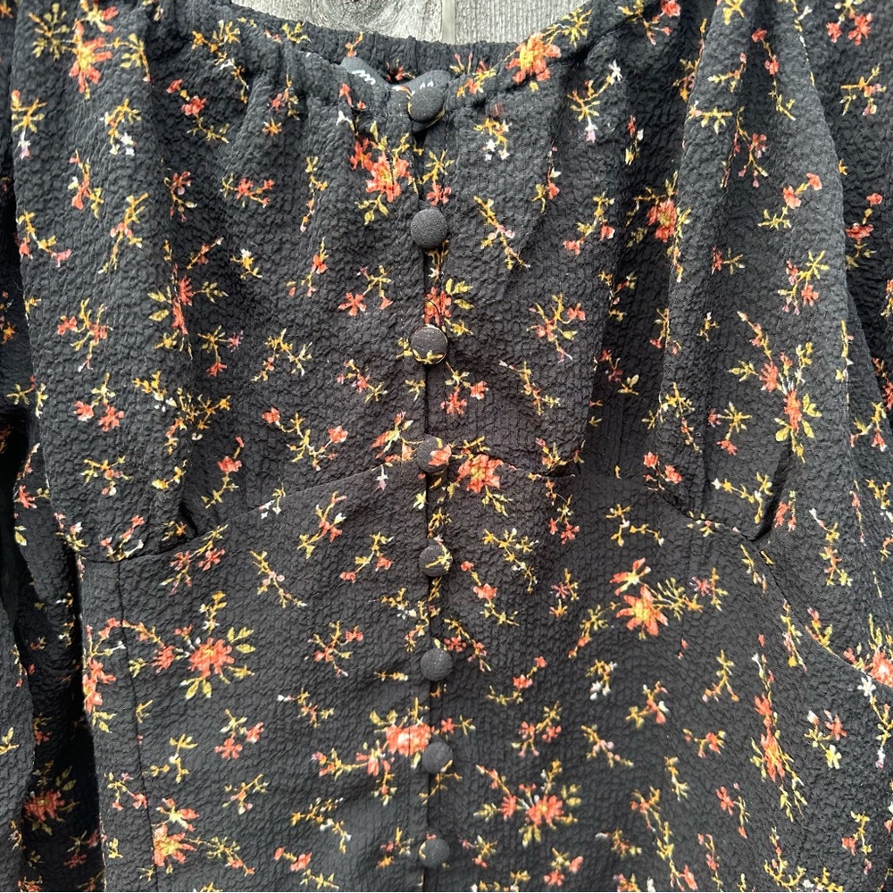 Madewell Kirstie Sweetheart Top in Fresh Sprigs Smocked Cuffs Balloon 3/… - Picture 3 of 8